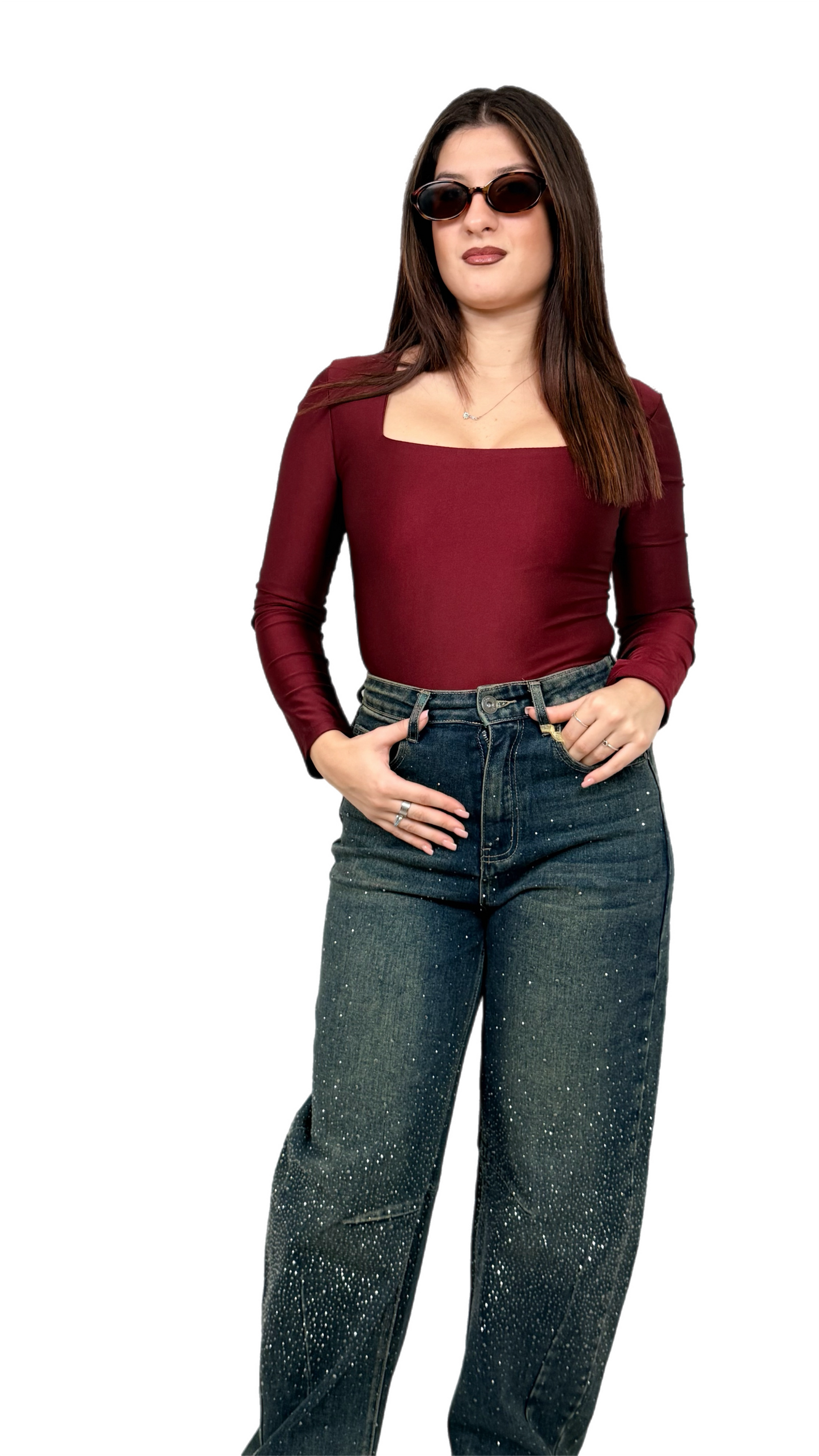 Body a Maniche Lunghe Scollo Quadrato – Donna