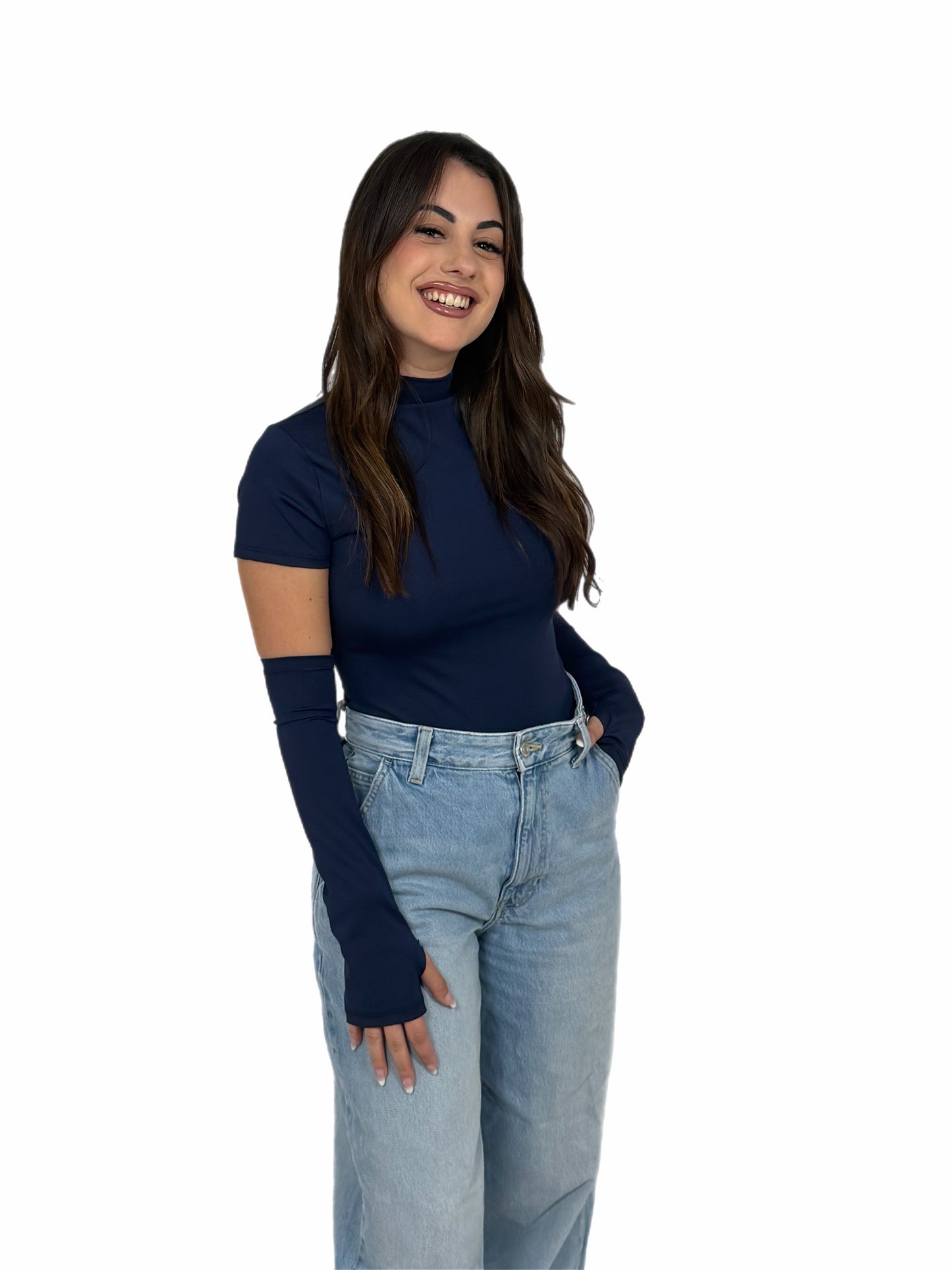 Body a Mezza Manica con Manicotti - Donna