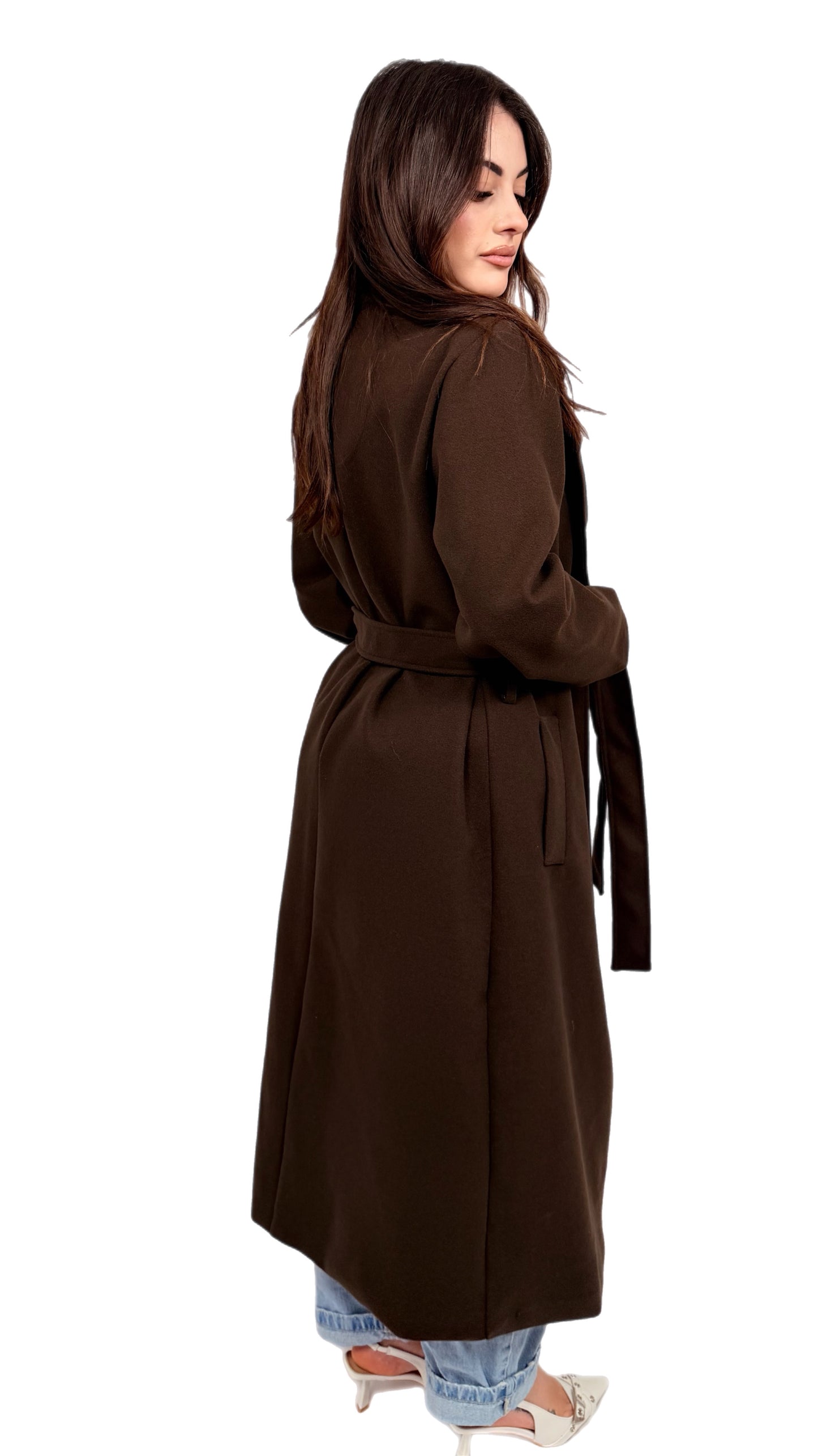 Cappotto in panno con cintura - Donna