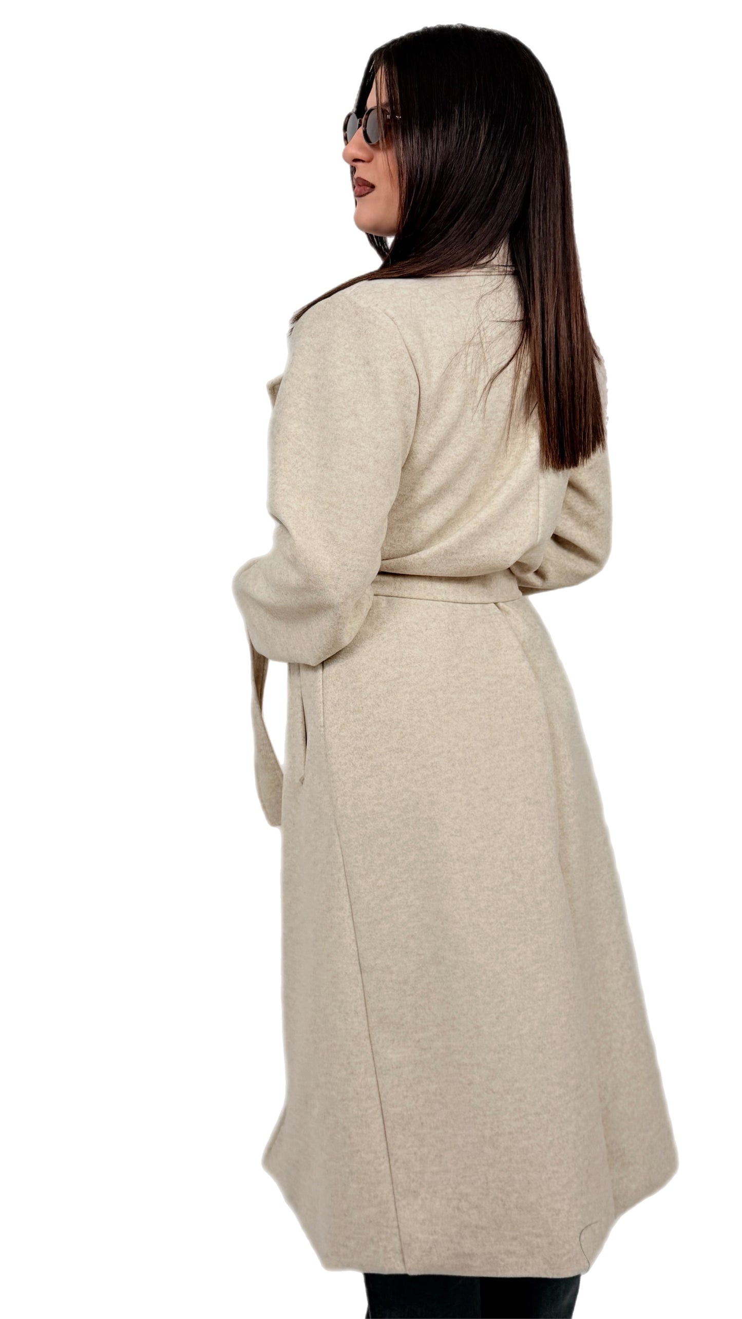 Cappotto in panno con cintura - Donna