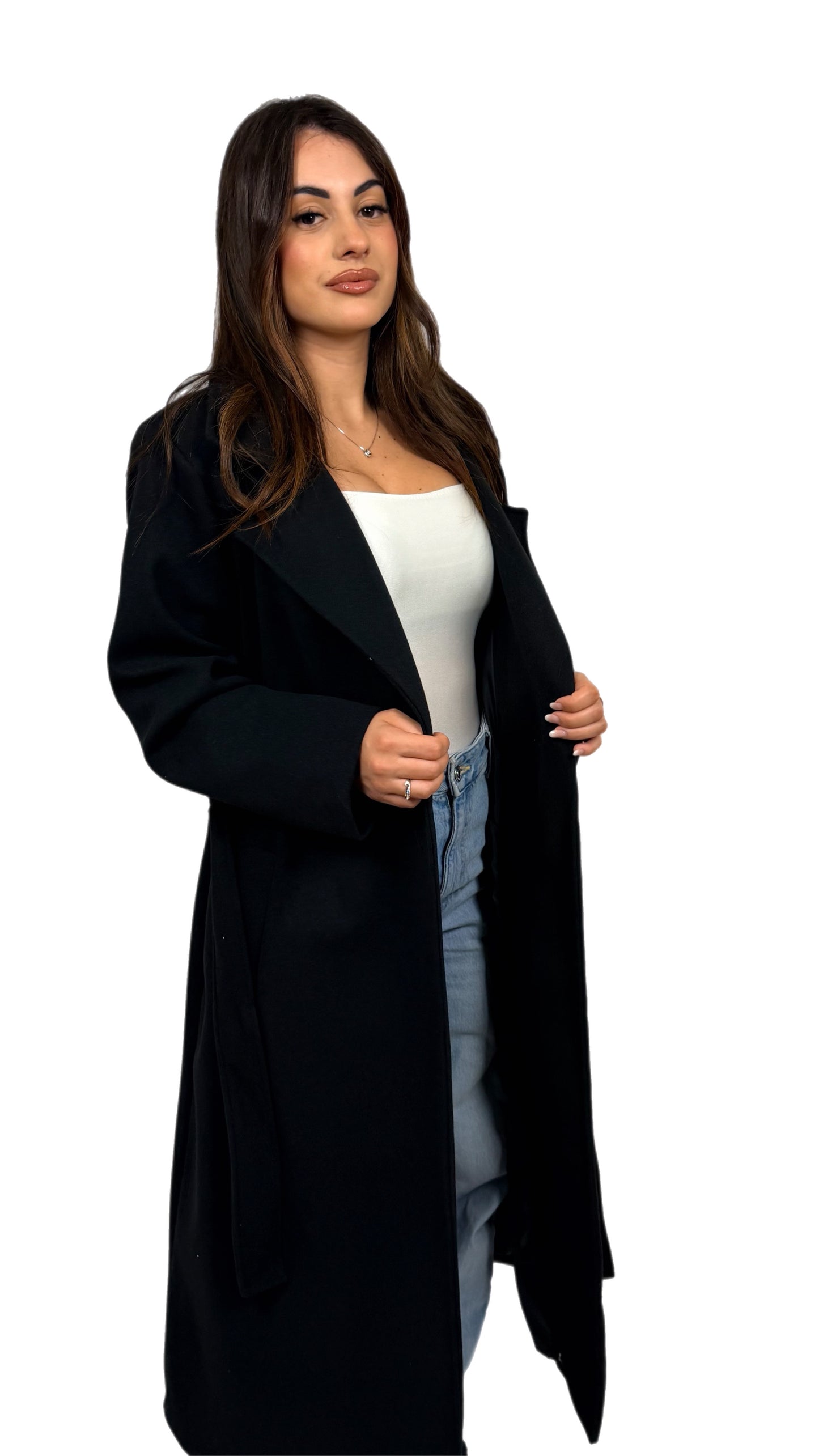 Cappotto in panno con cintura - Donna