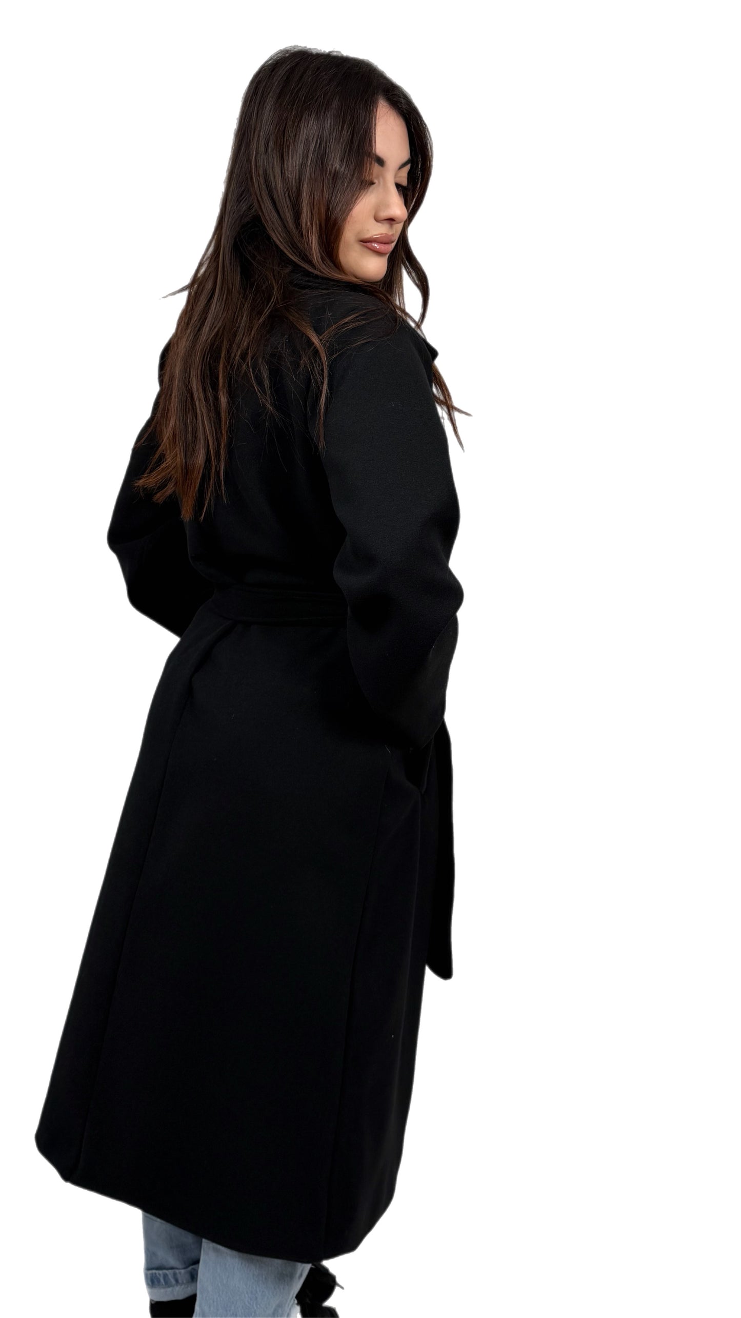 Cappotto in panno con cintura - Donna