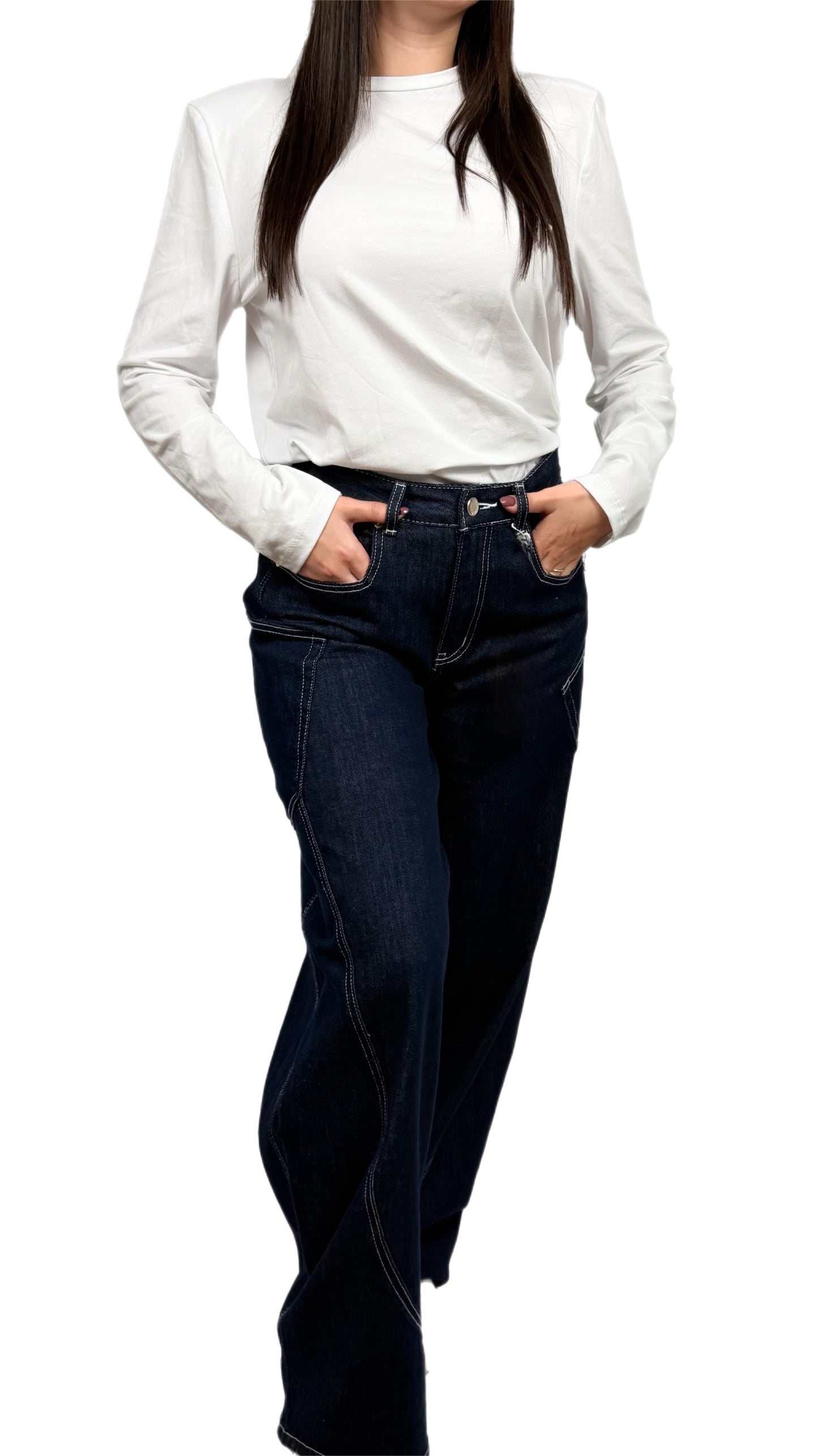 Jeans ballon lavaggio scuro - Donna