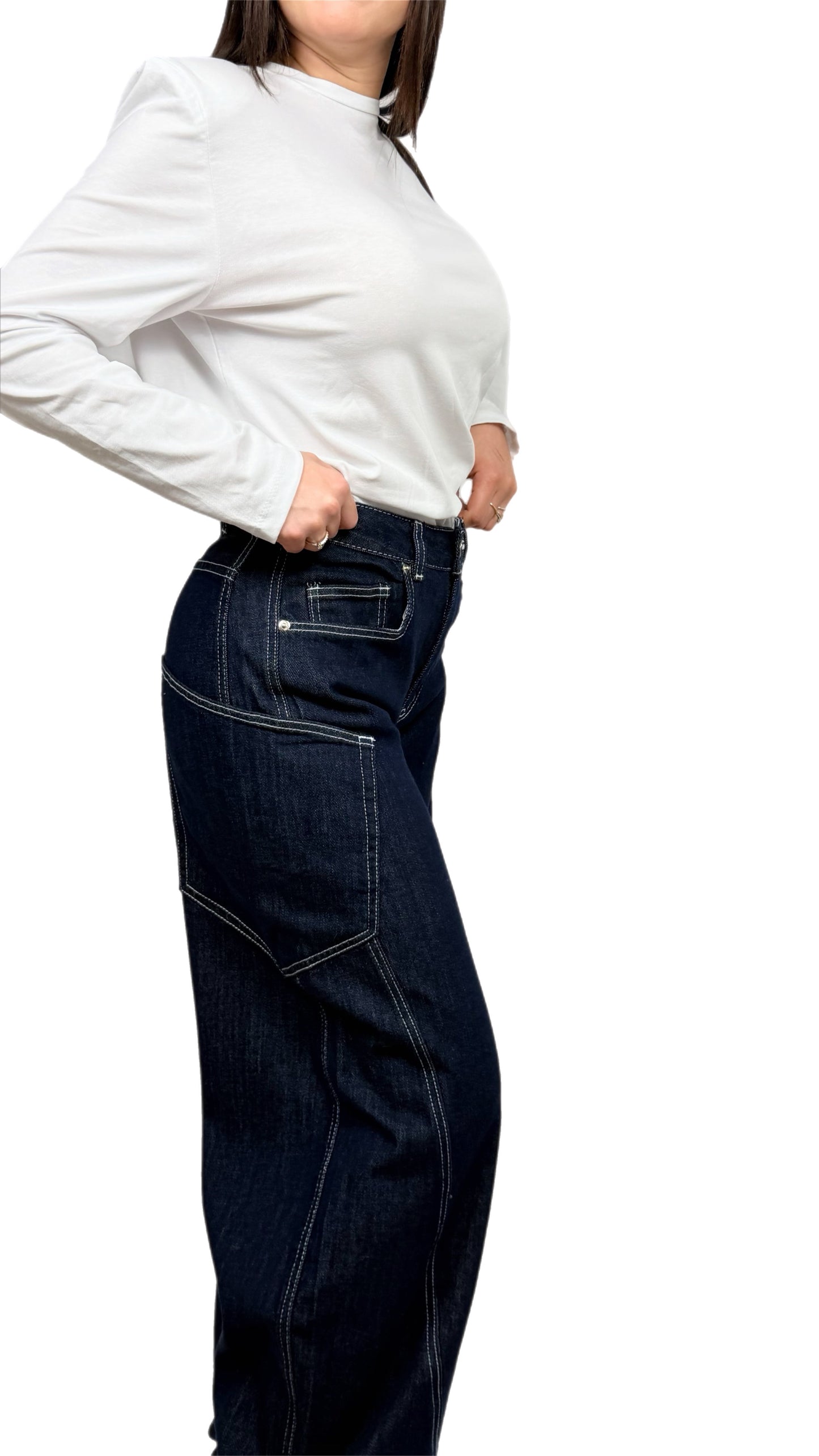 Jeans ballon lavaggio scuro - Donna