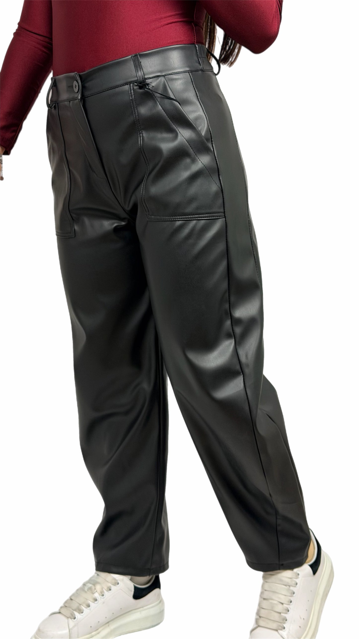 Pantalone nero in similpelle - Donna