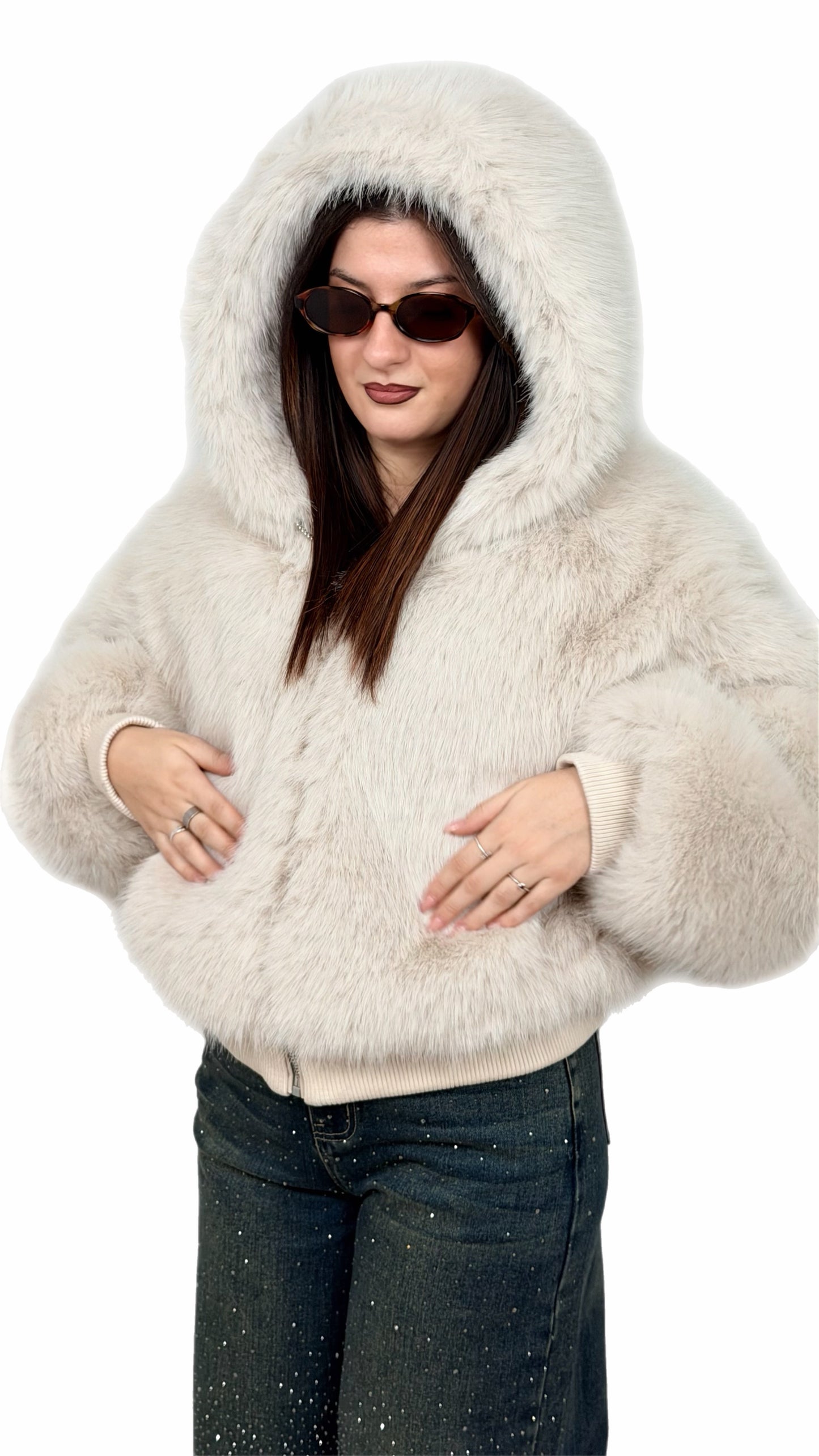 Giacca Pelliccia Bianca – Donna