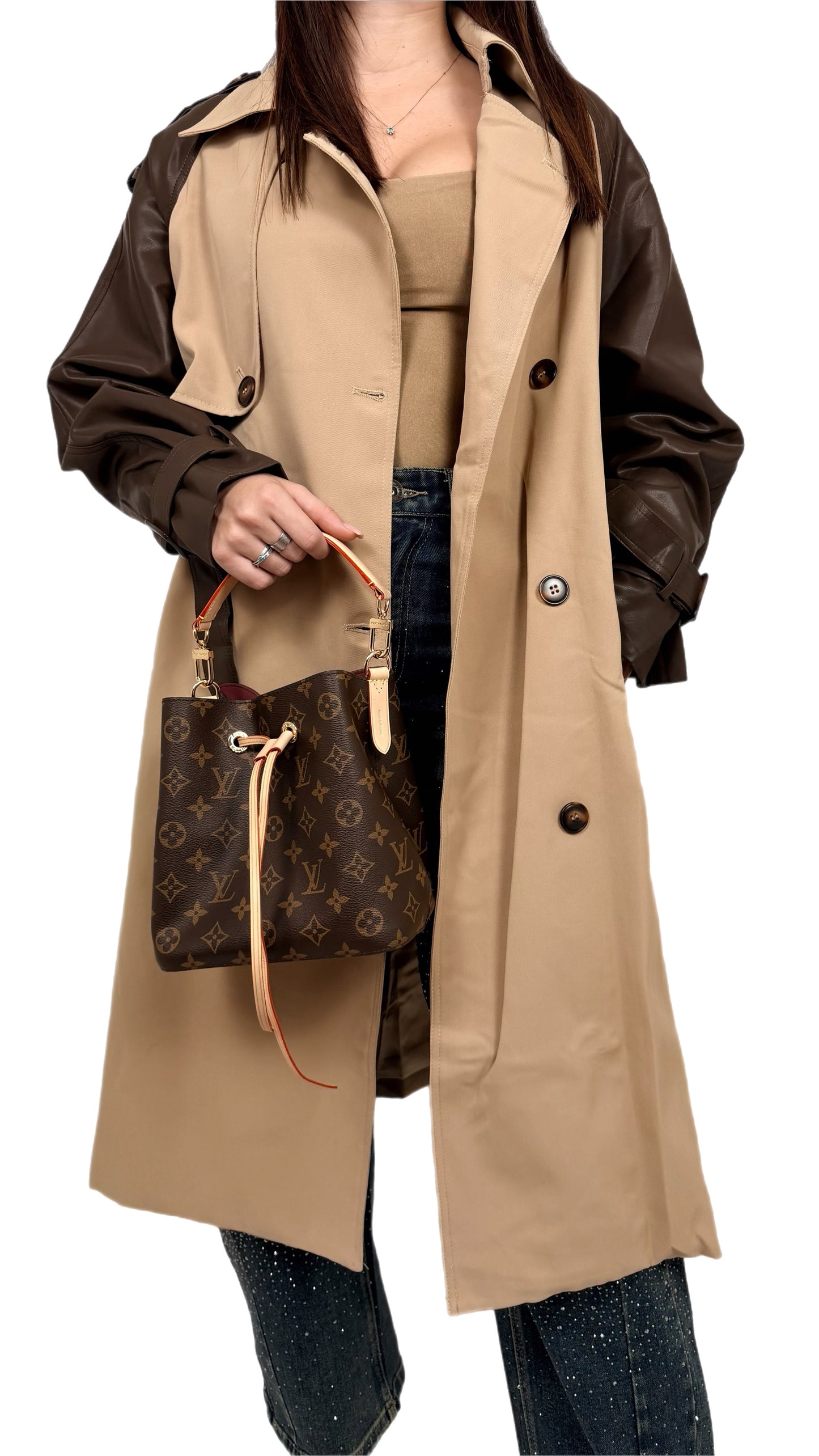 Trench misto pelle - Donna