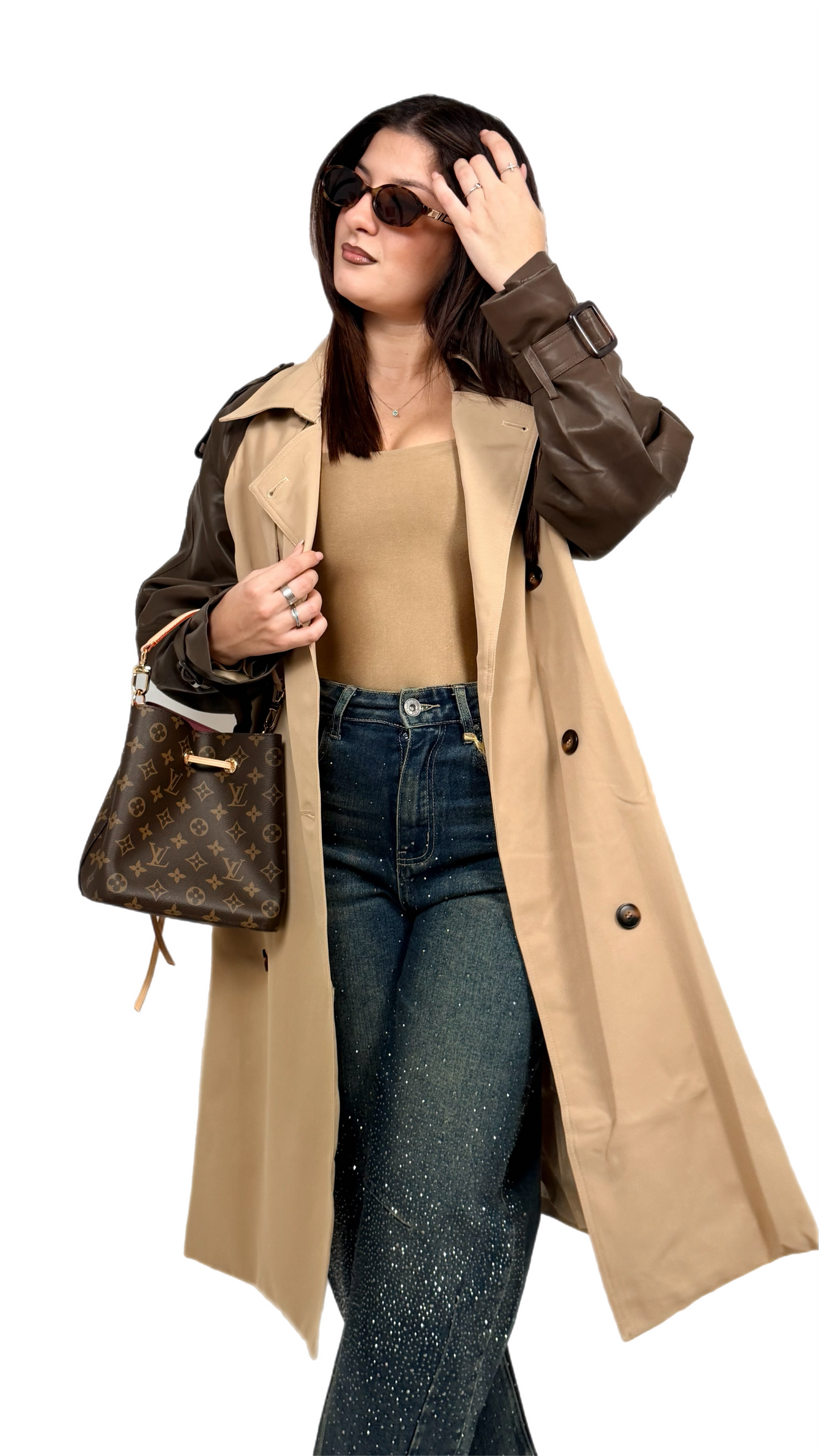 Trench misto pelle - Donna