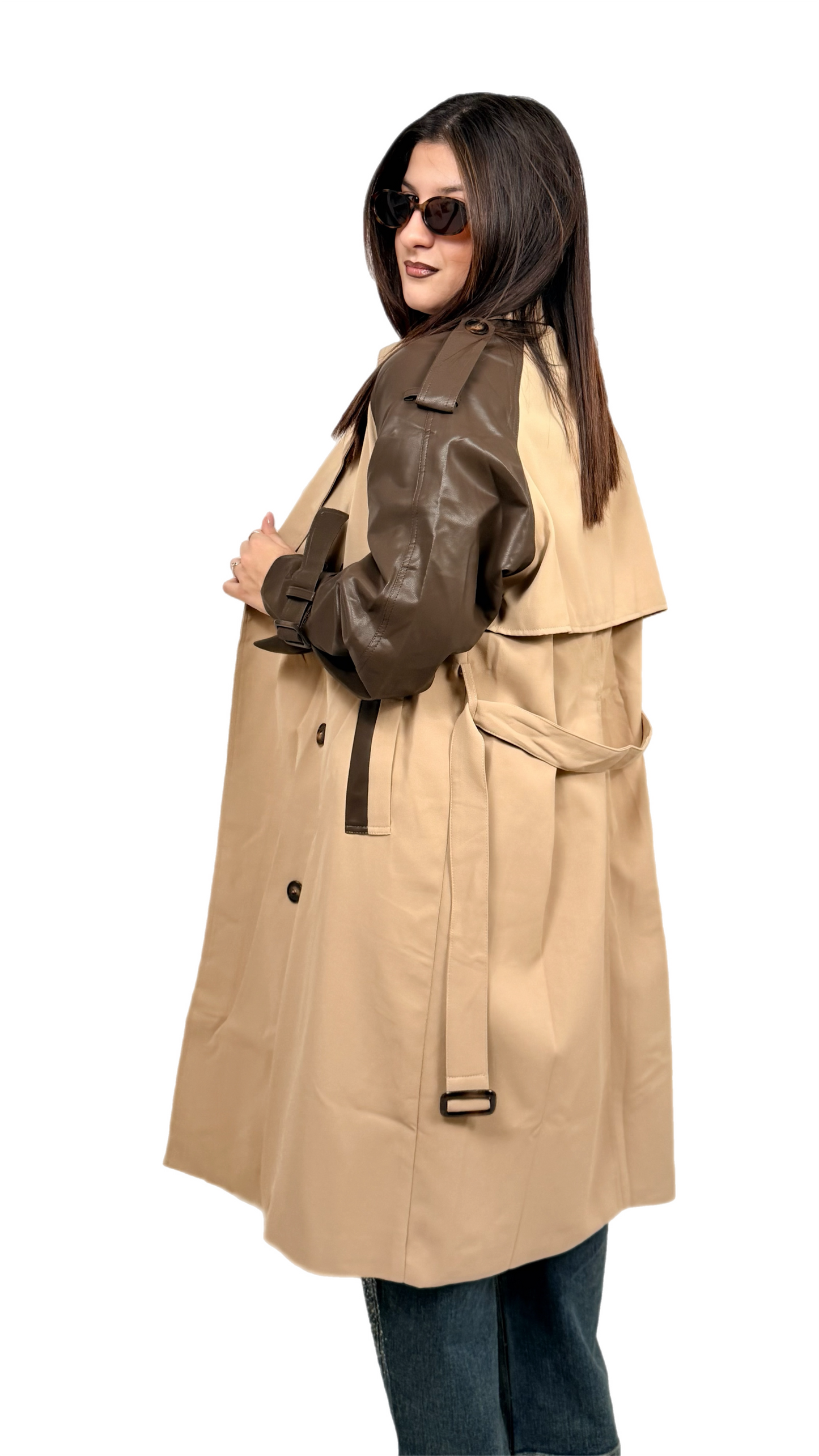 Trench misto pelle - Donna